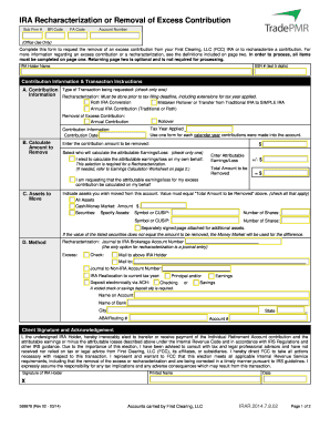 IRA Recharacterization or Removal of Excess Contribution Form