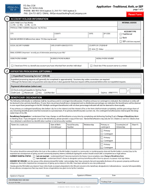 Sterling Trust IRA Application Form