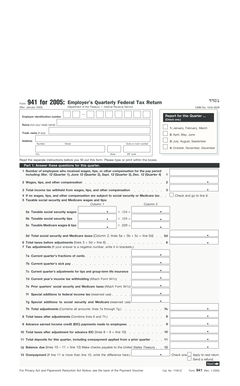 Form 941 2005 Employer’s Quarterly Federal Tax Return