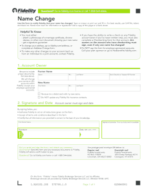 Fidelity Name Change Form