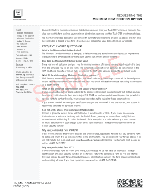 Requesting Minimum Distribution Option