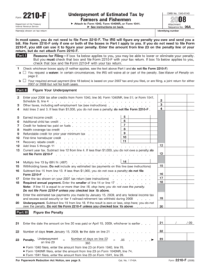 IRS Form 2210-F 2008