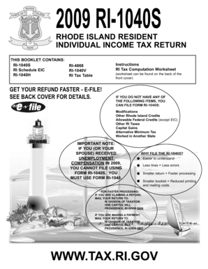 2009 Rhode Island Individual Income Tax Return