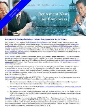 IRS Retirement Plan Notices 2009