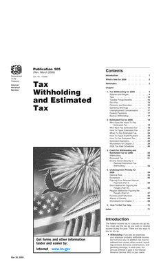 Publication 505 Tax Withholding and Estimated Tax