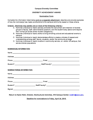 Fillable Online Award Nomination Form-2015 Fax Email Print - pdfFiller
