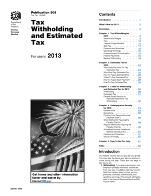 IRS Publication 505 Tax Withholding and Estimated Tax