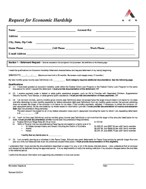 Economic Hardship Deferment Request Form
