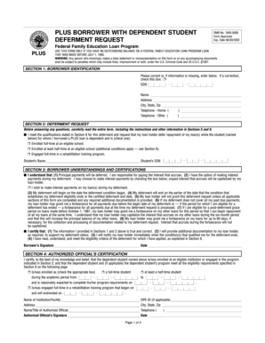 PLUS Borrower Deferment Request Form