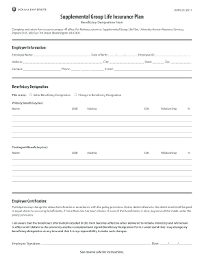Supplemental Group Life Insurance Beneficiary Designation Form