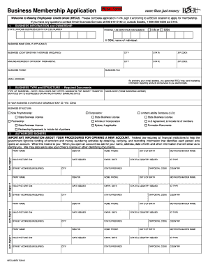 Boeing Employees’ Credit Union Business Membership Application