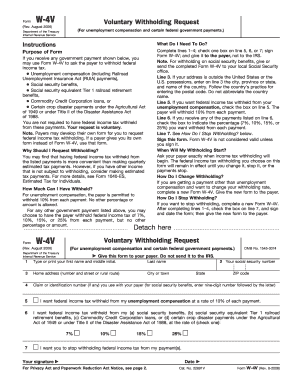 Form W-4V Voluntary Withholding Request