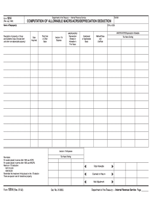 IRS Form 1914 MACRS/ACRS Depreciation