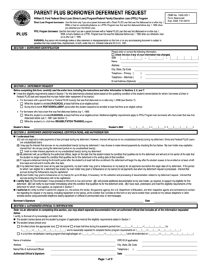 Parent PLUS Borrower Deferment Request