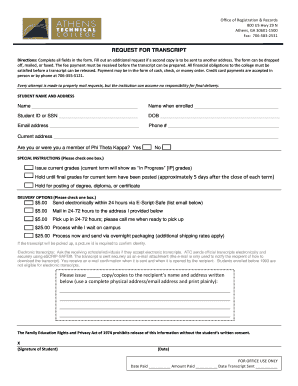 Request for Transcript