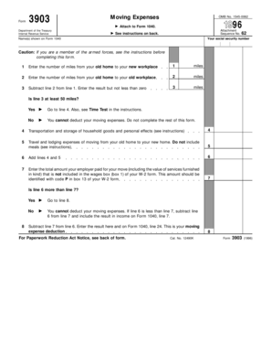 IRS Form 3903 Moving Expenses