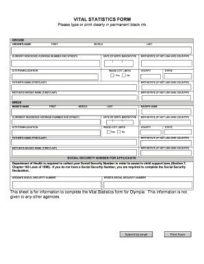 Vital Statistics Form