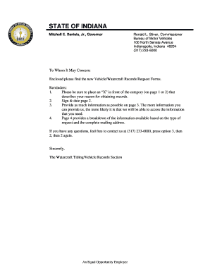 Indiana Vehicle/Watercraft Records Request Form