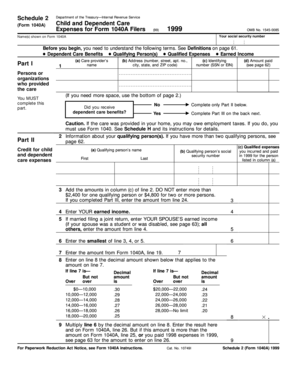 IRS Form 1040A Schedule 2