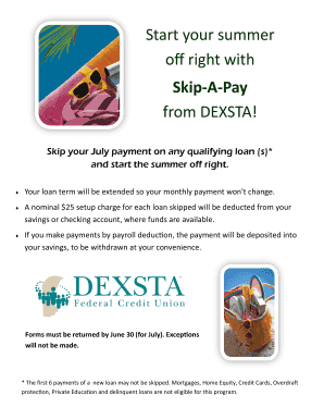 Start your summer off right with Skip-A-Pay from DEXSTA!