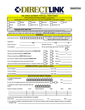DirectLink Employment Application Form
