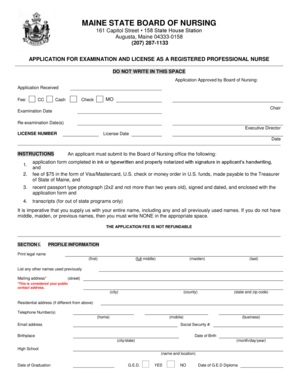 Maine Registered Nurse License Application