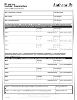 Life Insurance Beneficiary Designation Form
