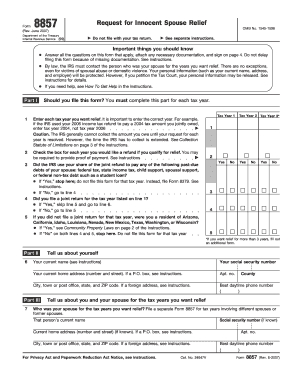 Form 8857 Request for Innocent Spouse Relief