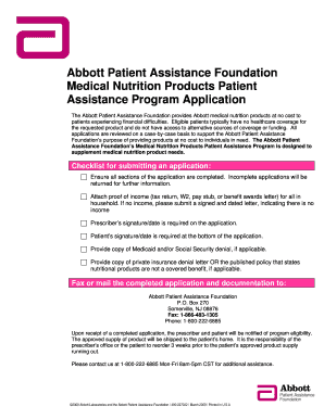 Abbott Medical Nutrition Patient Assistance Application