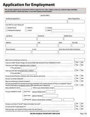 Employment Application Form