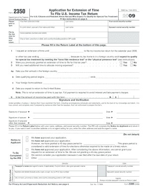 Form 2350 Application for Extension of Time