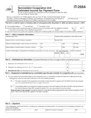 New York State Nonresident Cooperative Unit IT-2664 Form