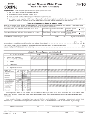 Injured Spouse Claim Form 2010