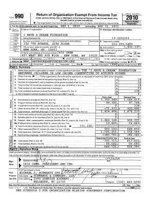 Fiscal Year 2011 Form 990 - "I Have A Dream" Foundation