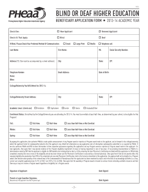 Fillable Online pheaa pheaa blind or deaf form Fax Email Print - pdfFiller