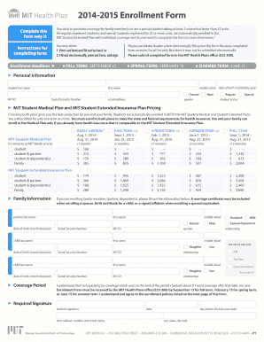 MIT Student Medical Plan Enrollment Form