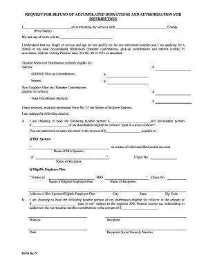 Request for Refund of Accumulated Deductions