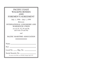 Pacific Coast Walking Bosses & Foremen’s Agreement