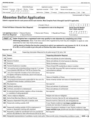 Virginia Absentee Ballot Application Form