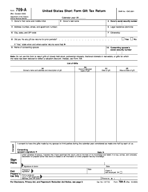 US Gift Tax Return Form 709-A