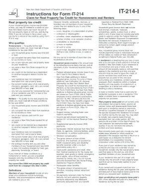 New York Real Property Tax Credit Form IT-214