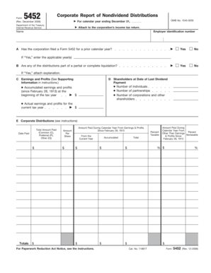 IRS Form 5452 Nondividend Distributions