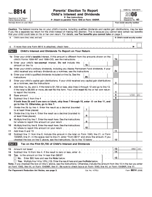 IRS Form 8814 Child’s Interest and Dividends 2006