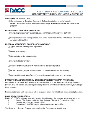 nmsu respitory therapy form