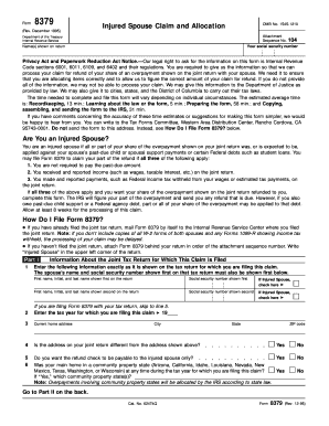 IRS Form 8379 Injured Spouse Claim