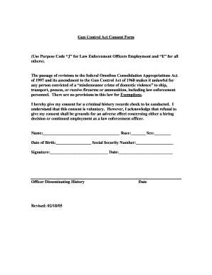 Gun Control Act Consent Form (Use Purpose Code J for Law ... - upsoncountyga