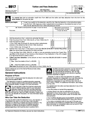 2010 Form 8917. Tuition and Fees Deduction