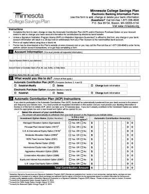Minnesota College Savings Plan Electronic Banking Form