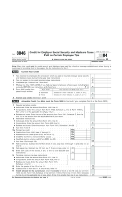 Form 8846 Credit for Employer Social Security and Medicare Taxes