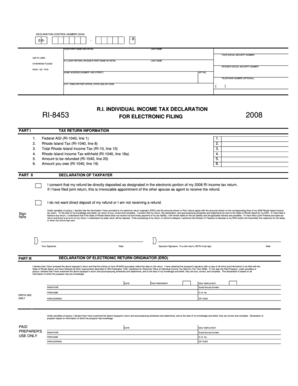 Rhode Island Income Tax Declaration Form